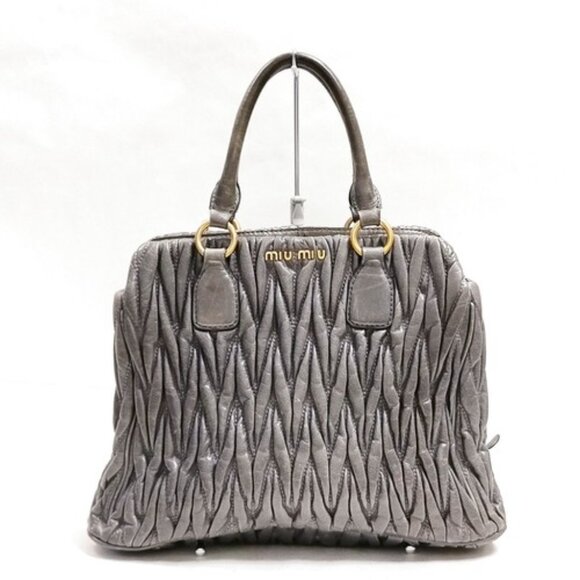 Miu Miu Handbags - Miu Miu Hand Bag Gray Leather 4487981
